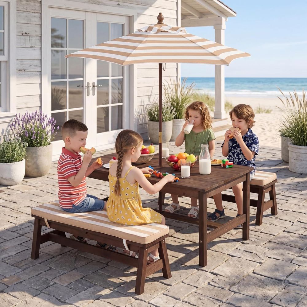 Kids Outdoor Wooden Table - 어린이 피크닉 테이블, 대형 42인치 x