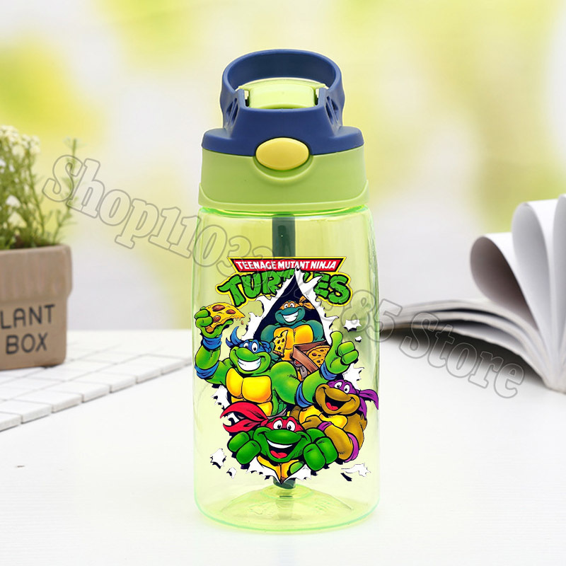 Kids Outdoor Ninja - 십대 돌연변이 닌자 거북이 물병(빨대 포함)