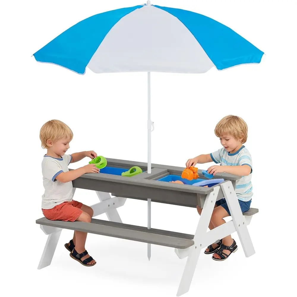 Kids Outdoor Wooden Table - 어린이용 3-in-1 접이식 나무 피크닉 테이블,