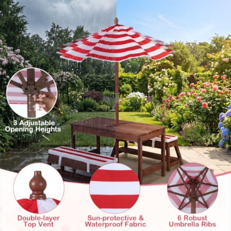 Kids Outdoor Wooden Table - 야외용 어린이 피크닉 테이블, 파티오/마당용, 나무로