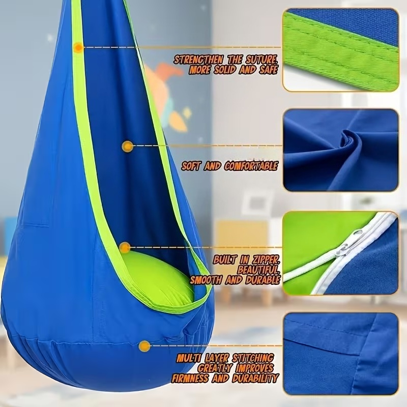 Kids Outdoor Hammock Chair - 어린이용 실내외 행잉체어, 풍선 쿠션과 나일론