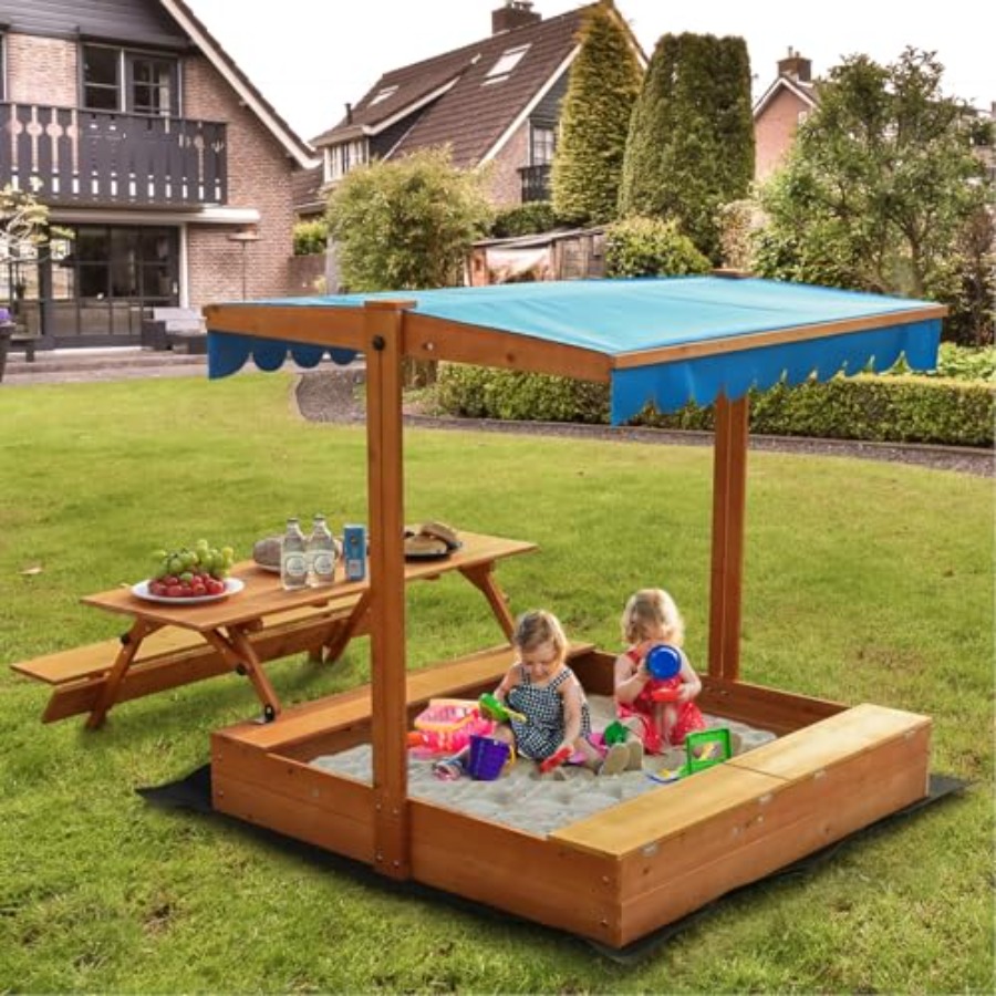 뒷마당 야외용 어린이 나무 모래놀이터, 피크닉 테이블  - Kids Outdoor Wooden Table 리뷰 및 가격
