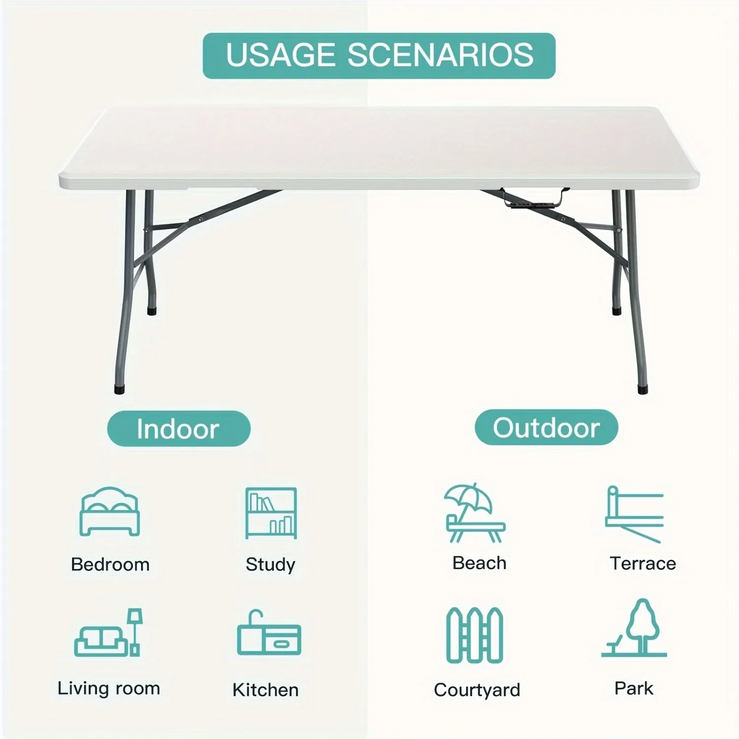 6피트(1.8m) 넓은 플라스틱 접이식 테이블, 견고한 - Kids Outdoor Folding Table 리뷰 및 가격