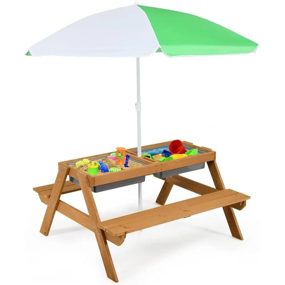 4-in-1 나무 모래놀이 및 물놀이 피크닉 테이블 ( - Kids Outdoor Wooden Table 리뷰 및 가격