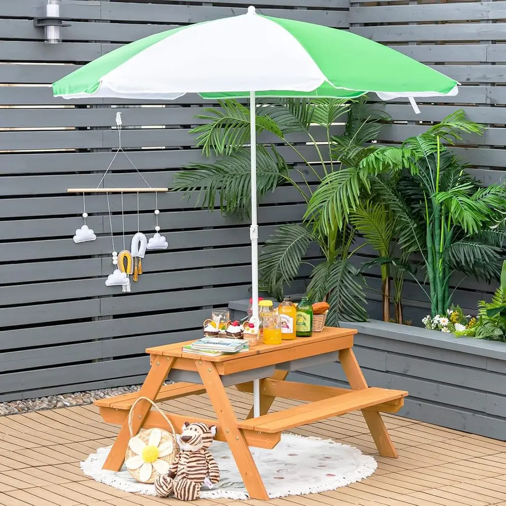 4-in-1 나무 모래놀이 및 물놀이 피크닉 테이블 ( - Kids Outdoor Wooden Table 리뷰 및 가격