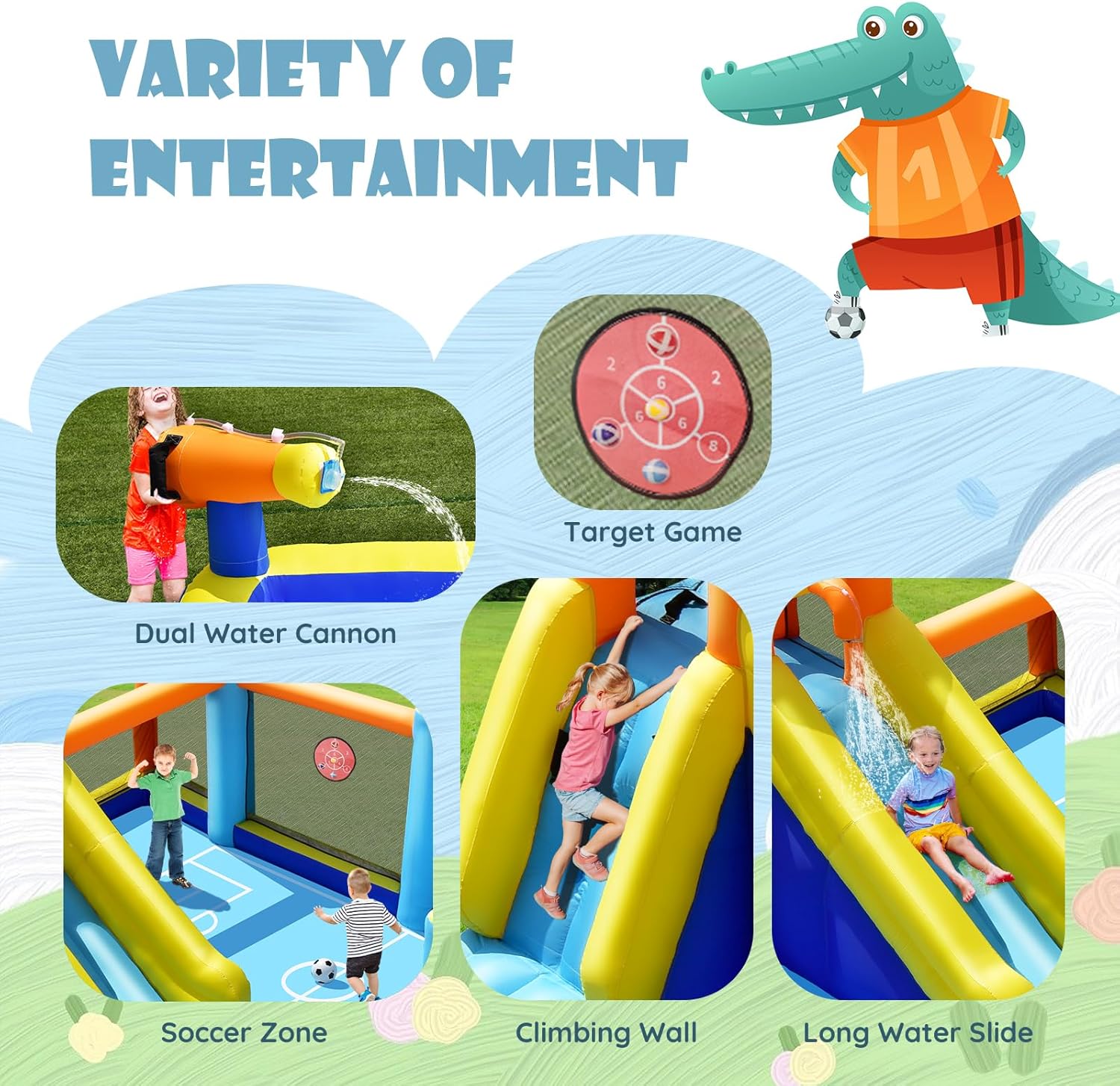 대형 풍선 워터 슬라이드 바운스 하우스 (축구 골대,  - Kids Outdoor Fun 리뷰 및 가격