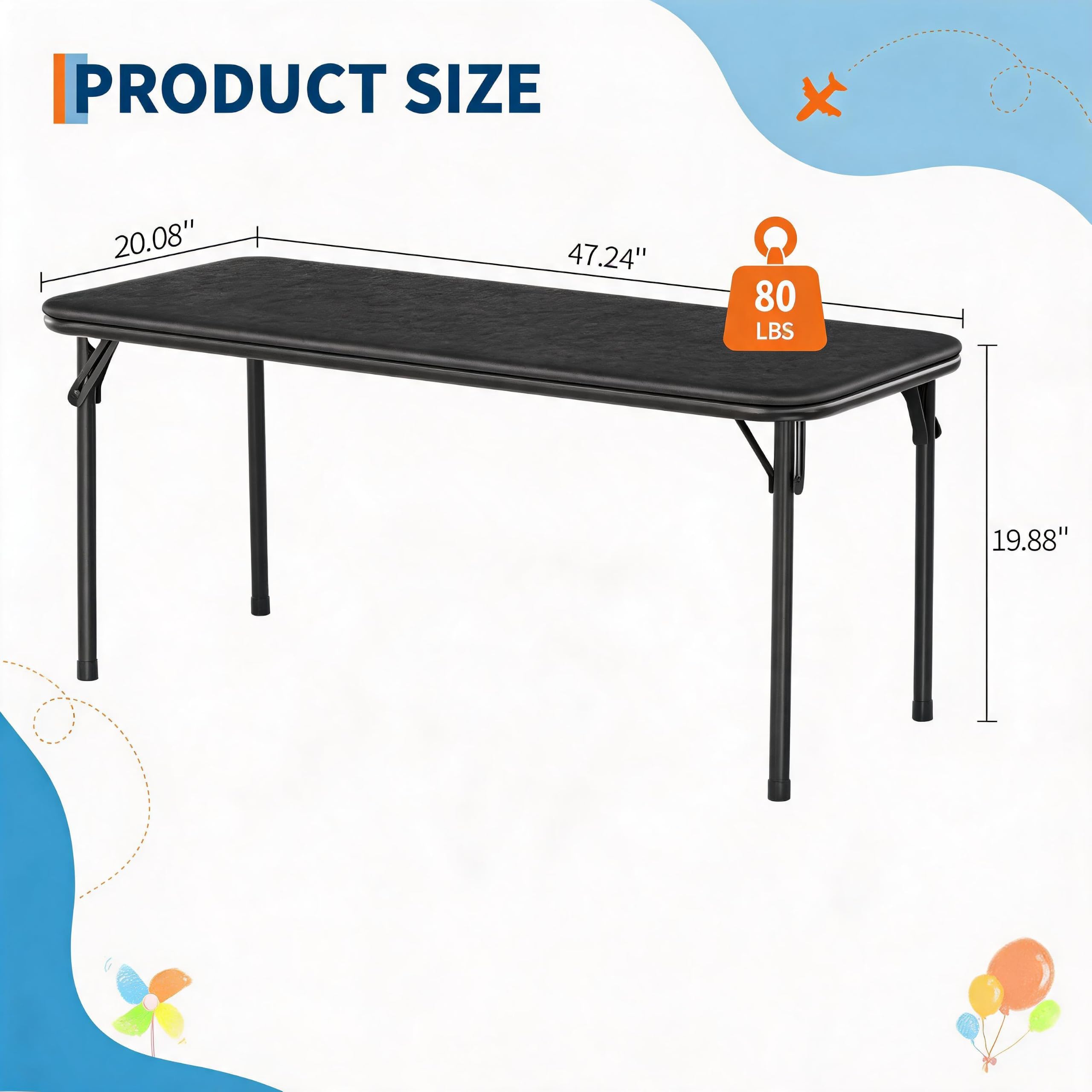 47인치 직사각형 접이식 테이블, 실내/실외용 휴대용  - Kids Outdoor Folding Table 리뷰 및 가격