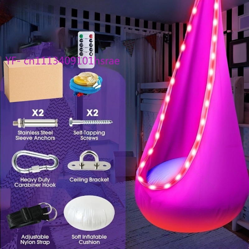 빛나는 LED 풍선 해먹 휴대용 플러시 행잉 스윙 의자 - Kids Outdoor Hammock Chair 리뷰 및 가격