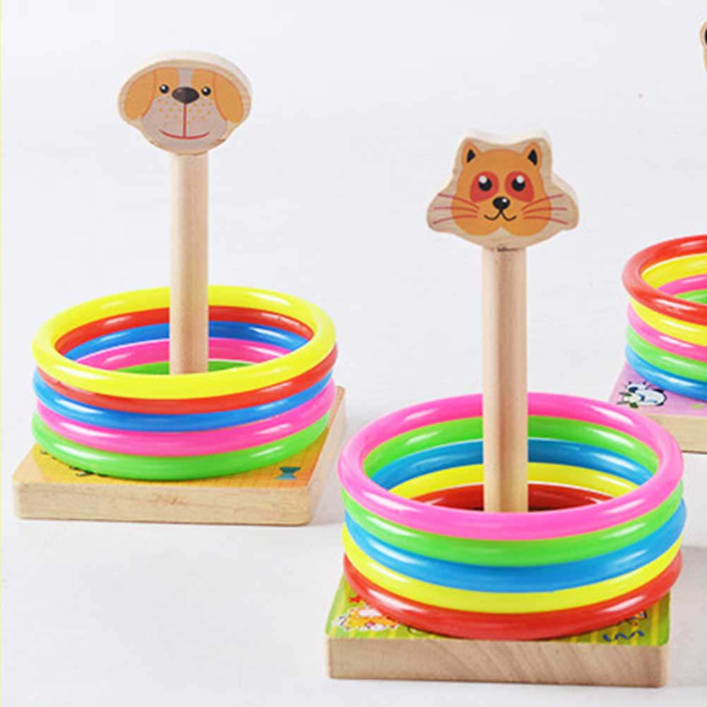 1세트 나무 링 던지기 게임 세트 동물 모양 밝은 색상 - Kids Outdoor Learning Activities 리뷰 및 가격